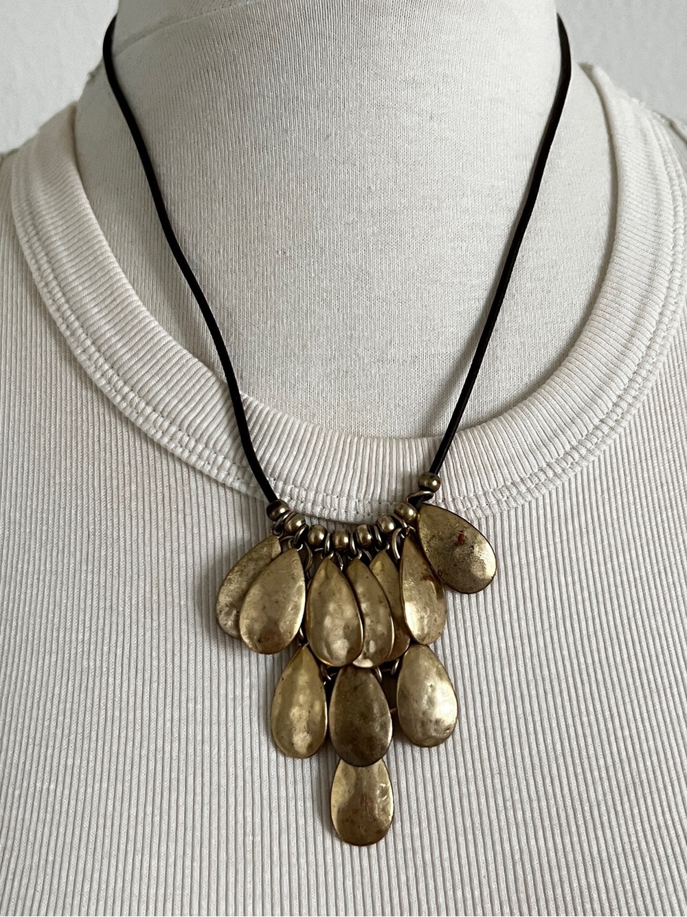 Chaps Gold Teardrop Cluster Necklace - Women Jewelry
